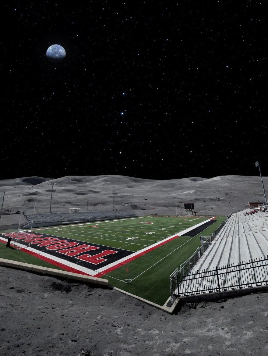 RecruitWarriors's tweet image. 🚨 BREAKING NEWS 🚨

The Thompson Warriors have just finished construction on the brand new 

WARRIOR SPACE STADIUM 🏟️ 

It is located on the surface of the Moon 🌗

Looking forward to hosting two games up there this season!

#OutWorkEmAll #JetCity #ToTheMoon