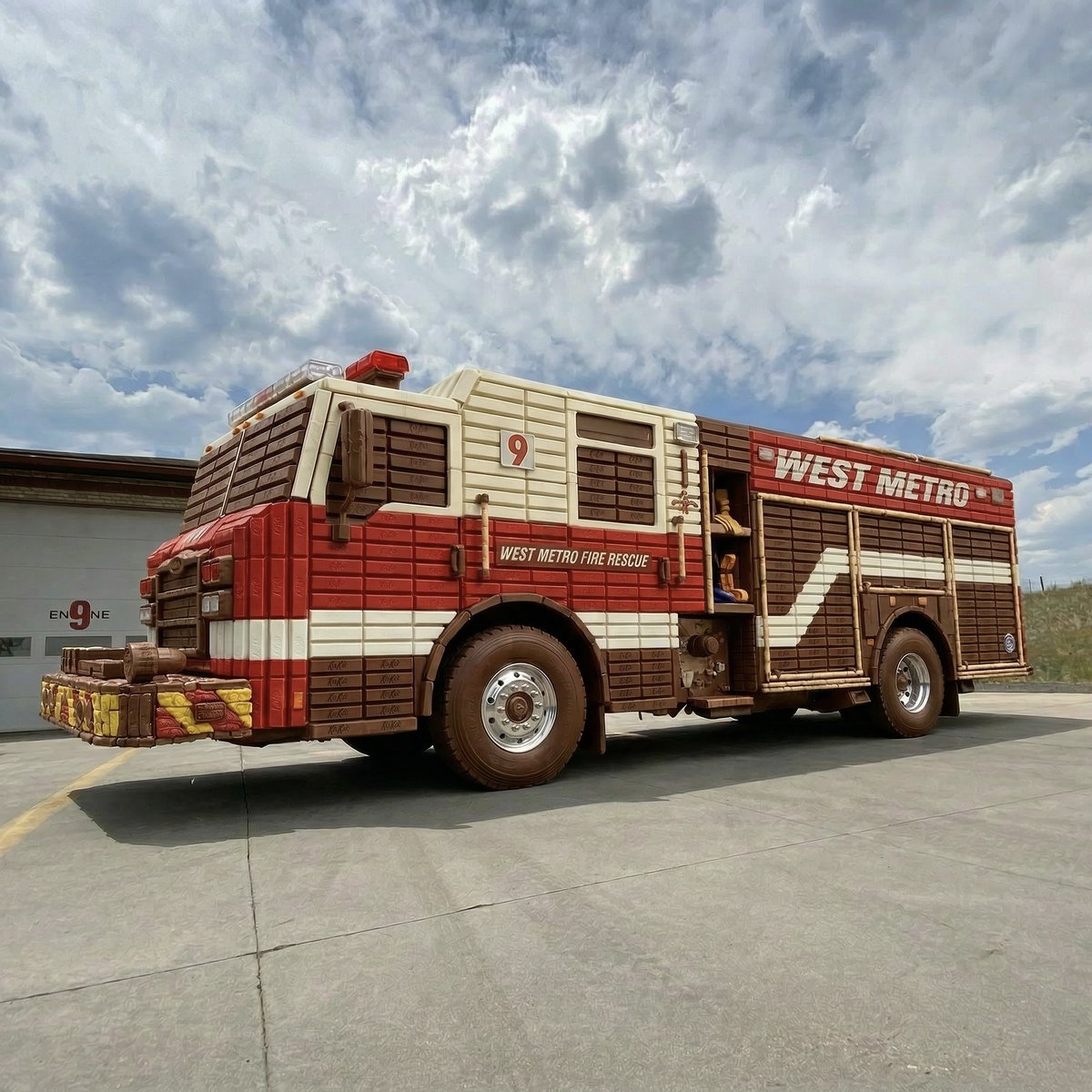 WestMetroFire's tweet photo. Not saying we know the whereabouts of 12 tons of stolen chocolatey goodness.
But if we did…
this might be what it looks like.
(artist rendering) 🚒🍫 https://t.co/DMZnodhQJg