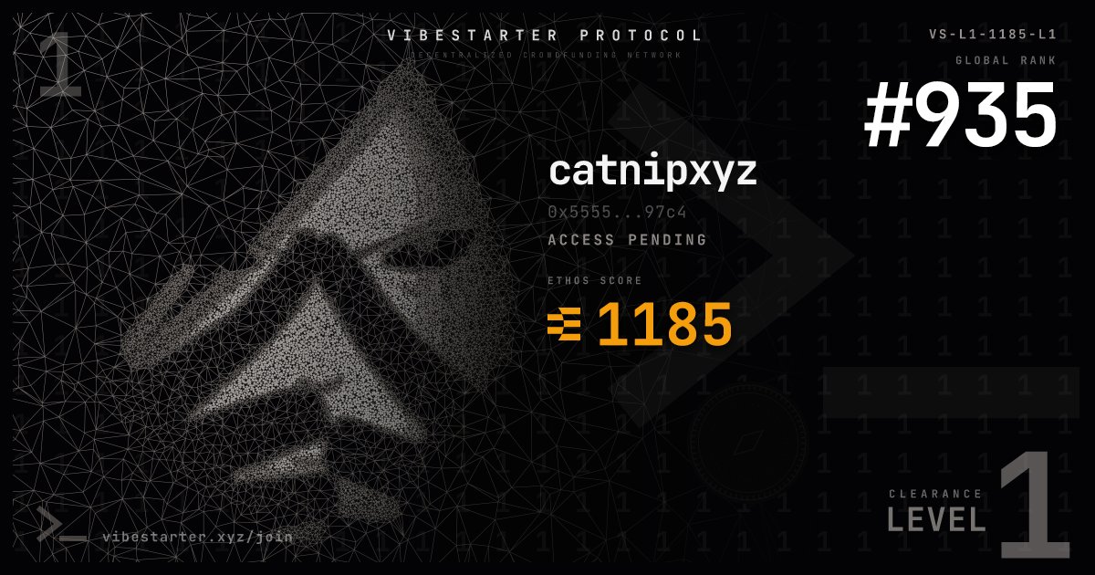 Just got my Vibestarter Starter Card! Check it out 👇

testnet.vibestarter.xyz/card/starter/0…