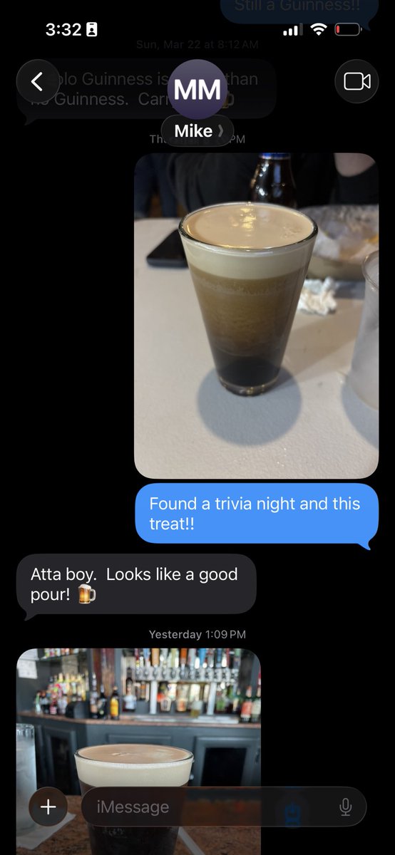 kevindoherty37's tweet photo. My Uncle Mike and I send pics of our Guinness pints every time we have one. He’s rubbing it in that he’s day drinking!! https://t.co/a0hcrHIdjo