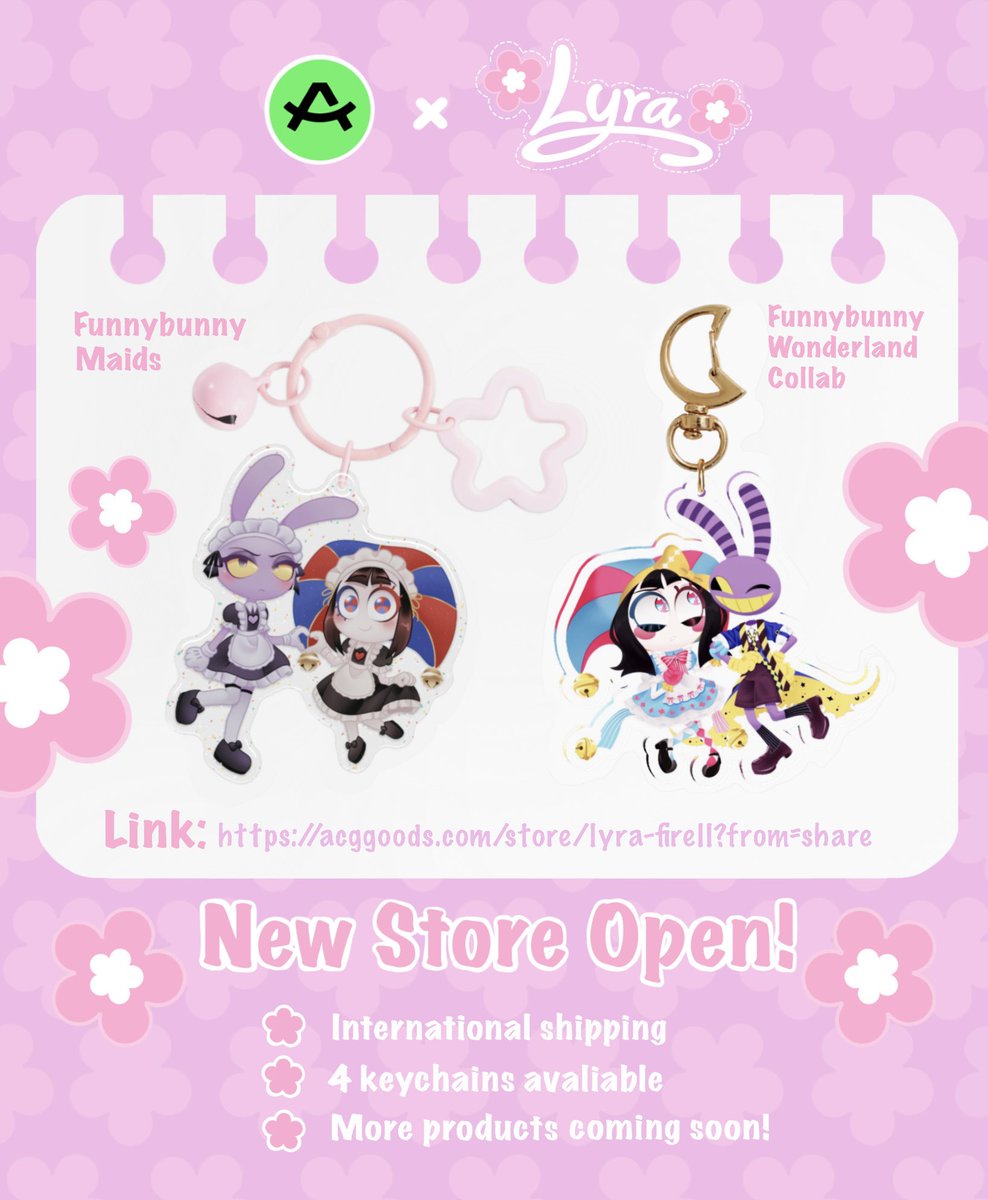 StarFirell1's tweet image. ✨🌸New store open!🌸✨

I’m finally opening my new store in @ACGGoods !! 

🌸 4 funnybun acrylic keychains available 
🌸 shipping all over the world
🌸 more products coming soon featuring: standees and pins &amp;lt;3
#tadc #funnybunny

🌸Store link below ⬇️:

acggoods.com/store/lyra-fir…