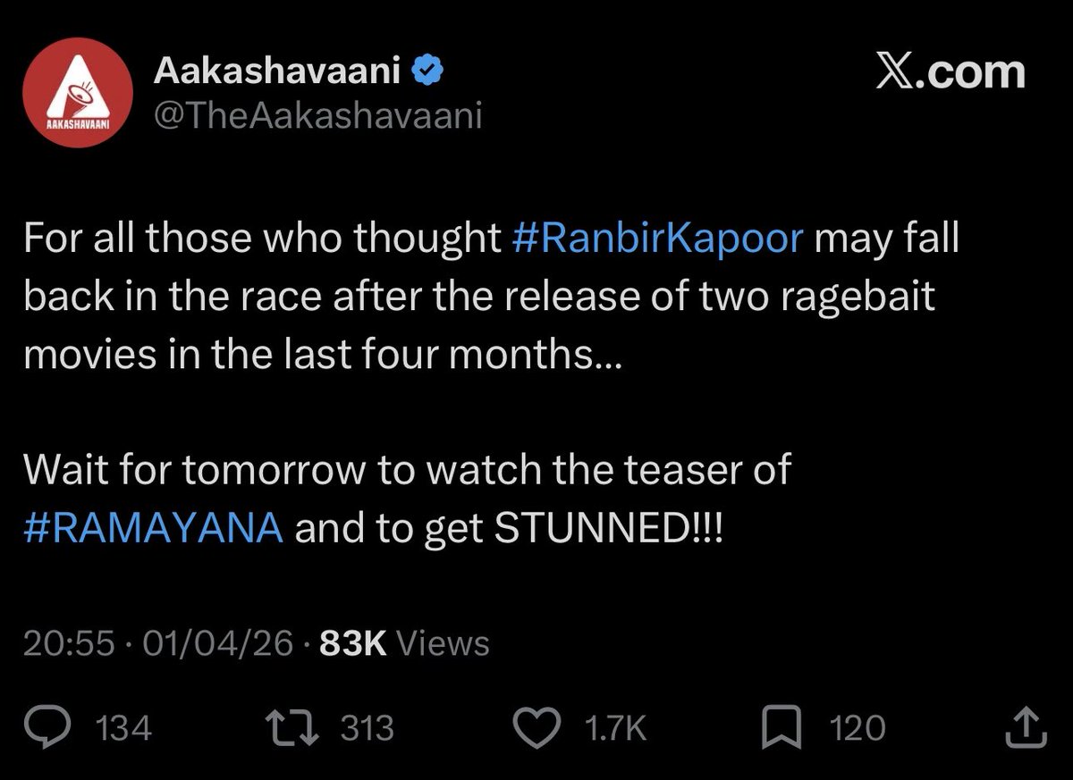_mrchaturvedi's tweet photo. two movies - more than 3.5 hours of runtime in each.. engaging as hell and completely left audiences in awe.. did unthinkable business in India and in overseas.. made on a budget less than ₹450 crore for both parts… profit ratio is reaching sky… but sure let me do a rage-bait post… because people will come correcting me.. rage-bait class 101 feat @TheAakashavaani 

guess what.. #Dhurandhar & #DhurandharTheRevenge will stay landmark movies of Indian cinema and will be remembered for years to come.