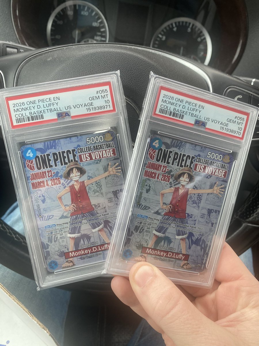 PSA sub returned today! These are a friend’s and he would like to sell them. 

Luffy CBB Promo

$450 ea OBO. Last sale was $445. 

RTs appreciated! I don’t have a lot of one piece followers.