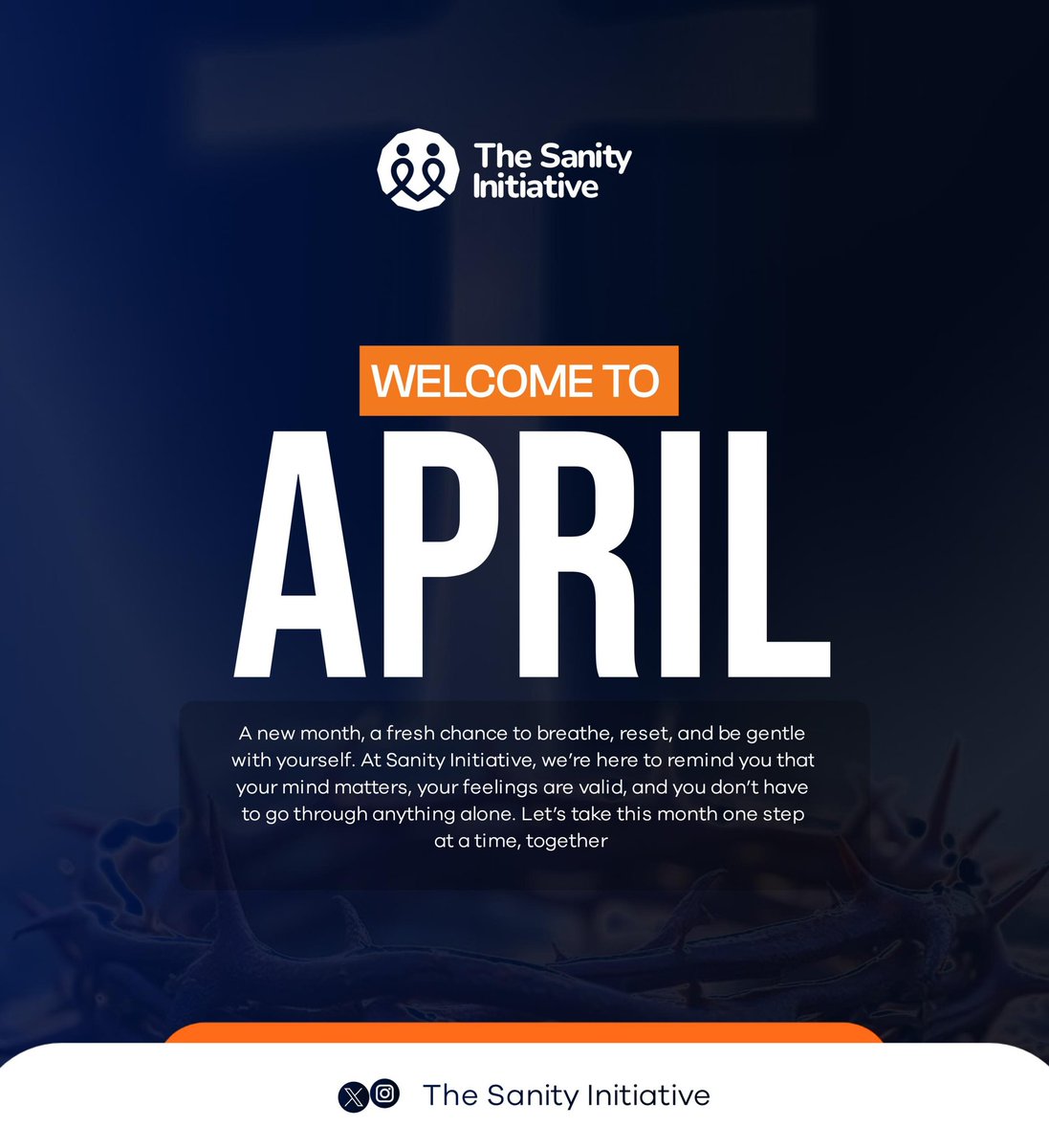 Thesanityinitia's tweet photo. 🌸 Start Soft. 🌸

You don’t have to rush into this month. Before the goals...how are you?
Breathe. Plan gently. Protect your peace.
Your mental health matters.

 WELCOME TO APRIL ✨

#HappyNewMonth
#StartSoft
#ProtectYourPeace
#MentalHealthMatters

 ©️The Sanity Initiative https://t.co/jSk6vbhgcN