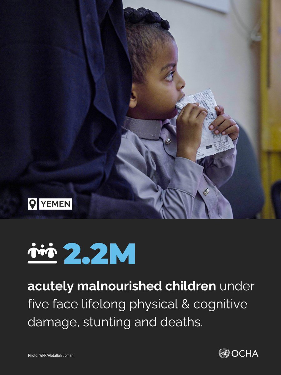 OCHAYemen's tweet image. Failing to deliver nutrition assistance in #Yemen will impose life-threatening complications that cannot be reversed.

The 2026 Humanitarian Needs and Response Plan is a call to urgent action.  We must #ActNow.

🔗 reliefweb.int/report/yemen/y…