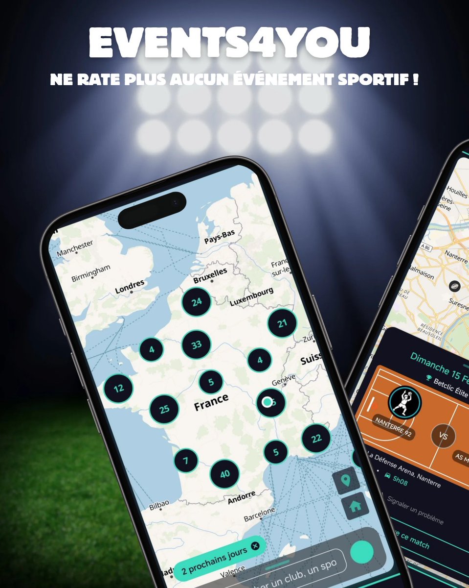 events4you_app's tweet photo. Ce n’est pas un poisson d’avril

🔥C’est un véritable banger🔥

Ta vie va changer, ne passe pas à côté de ça 👀
En 2 clics, l'app EVENTS4YOU te montre sur une carte tous les matchs autour de toi 📍

11 sports
+12000 events/an
+1300 clubs

Teste… et deviens accro

Commentaires👇🏻 https://t.co/daLXl70vNq