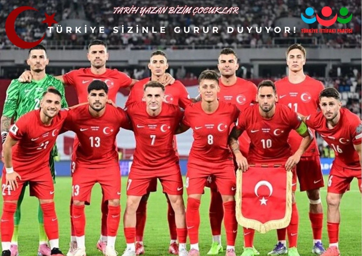 MetinAt33090848's tweet photo. BİZİM ÇOCUKLAR
DESTAN YAZDI

Türk Milli Futbol Takımımız, tarih sahnesine altın harflerle yazılacak bir başarıya daha imza atarak aziz milletimizin göğsünü kabartmıştır. “Bizim Çocuklar”, saha

Türkiye sizinle gurur duyuyor!

🇹🇷Ne mutlu Türk’üm diyene!🇹🇷

Türkiye İttifakı Partisi https://t.co/Ty7WlY0yRr