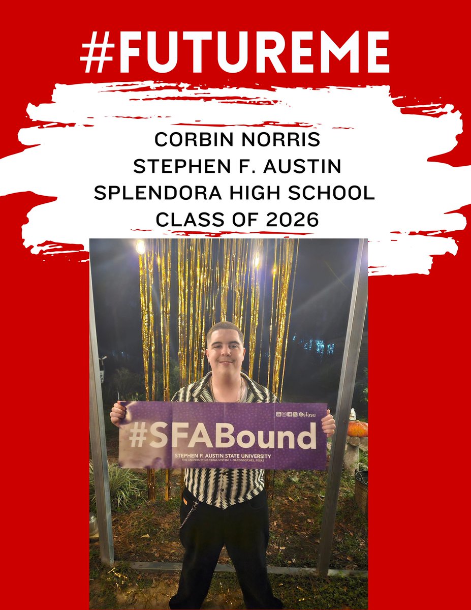 SplendoraHigh's tweet image. Congratulations to Corbin Norris on his acceptance to Stephen F. Austin State University!  That's an exciting achievement!

Seniors, share your big news using #FUTUREME and submit your updates here: trst.in/kBmy4k