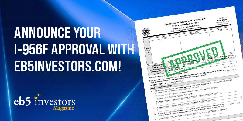 EB5InvestorsMag's tweet image. Showcase your latest I-956F approval to the EB-5 community for FREE!
Email marta@eb5investors.com to submit your announcement.
#eb5 #eb5visa #eb5program #visa #usa #usvisa #i956f #uscis #eb5project