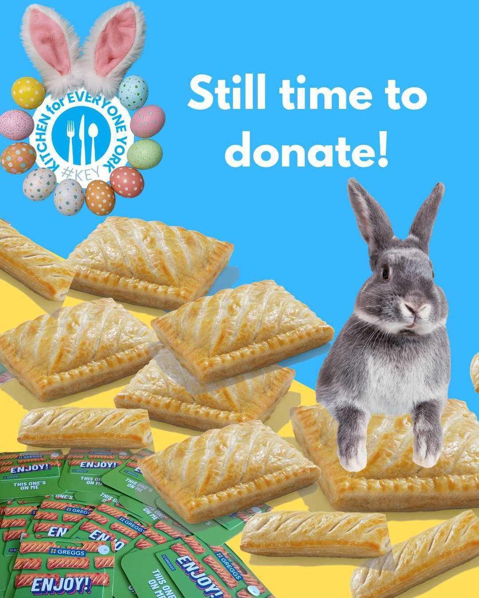 KEYYORK_'s tweet image. This Easter, you can make a real difference. 

That’s why we’re running our Greggs Not Eggs appeal.
If you can, please consider donating today and helping us turn Easter into something truly meaningful.

kitchenforeveryoneyork.enthuse.com/pagebef82 

#GreggsNotEggs #yorkcharity #easterappeal