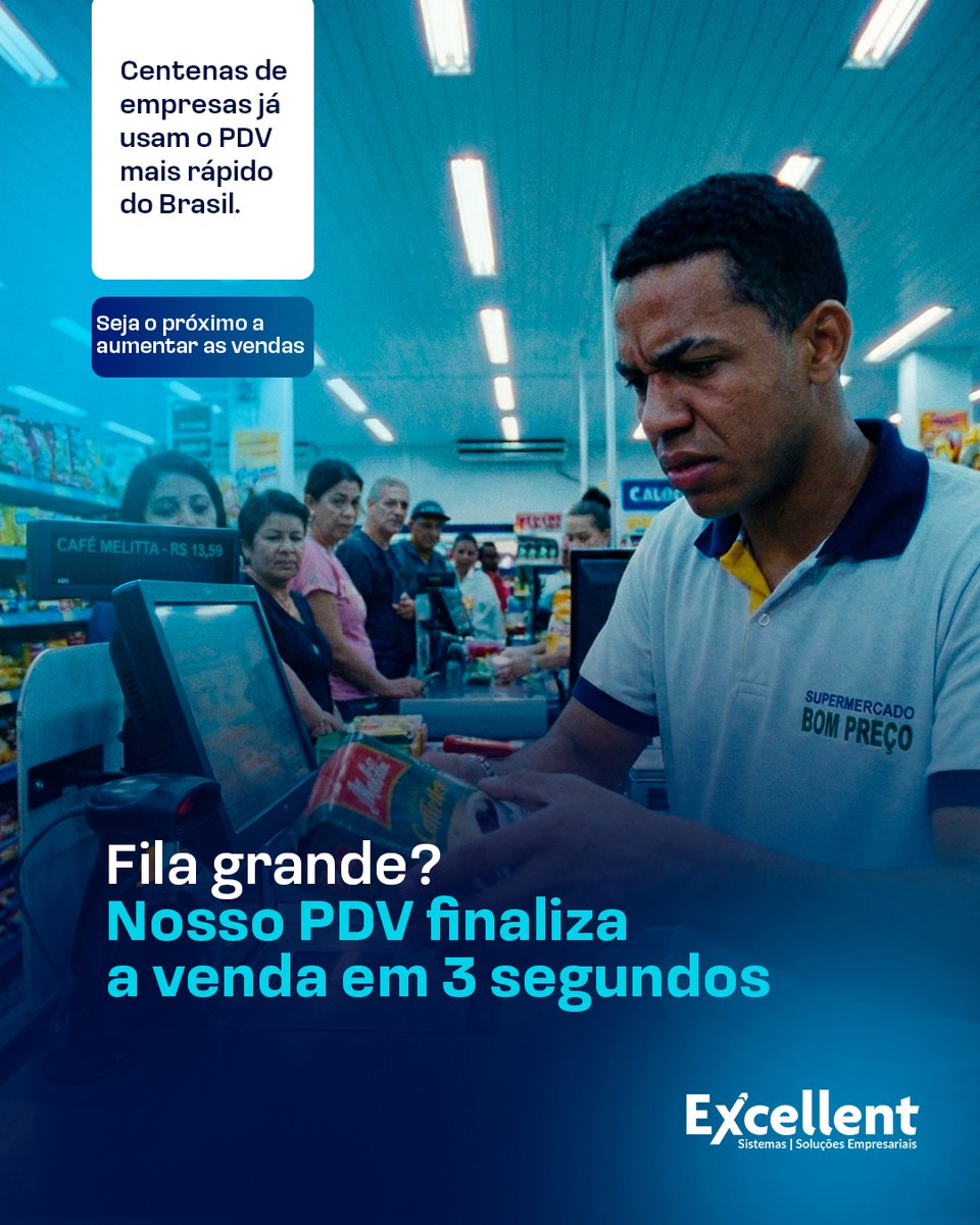 ExcellentSistem's tweet image. A Excellent Sistemas tem a Frente de Caixa mais rápida do mercado. O sistema é otimizado para vender em 3 cliques: Passou, Recebeu, Emitiu. Sem tela de "carregando".

📷 Clique no link da bio e agende sua demonstração gratuita.

#ERP #GestãoEmpresarial #PDV #Frentedecaixa