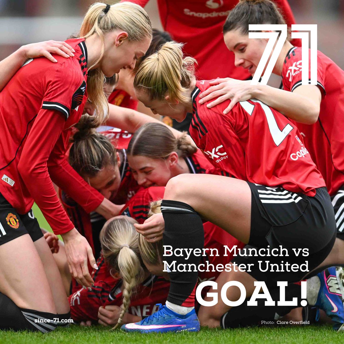 Since71Blog's tweet photo. 11' - GOAL!!! A dream start for the English side as they draw themselves level in this tie. Malard flicks the ball past Mahmutovic into the back of the net as the @FCBfrauen keeper comes racing off her line.

#FCB 0 - 1 #MUN #UCWL https://t.co/XgUycLJMug