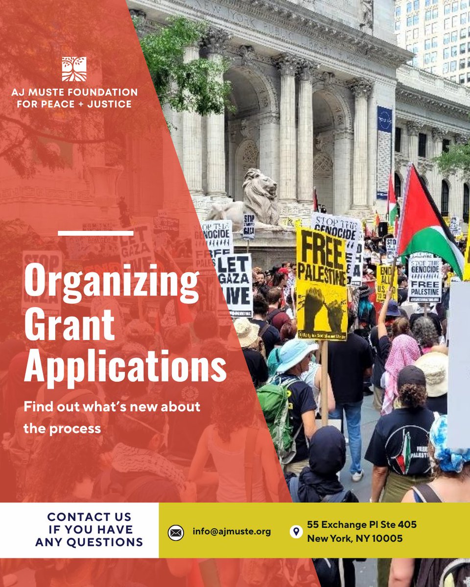ajmuste's tweet photo. Our Organizing Grant's Request for Application is closing on April 6, 2PM EST. 

Learn more and apply now on our website linked in our bio! 

#funding #grassrootsorganizing https://t.co/9tIYb5okfV