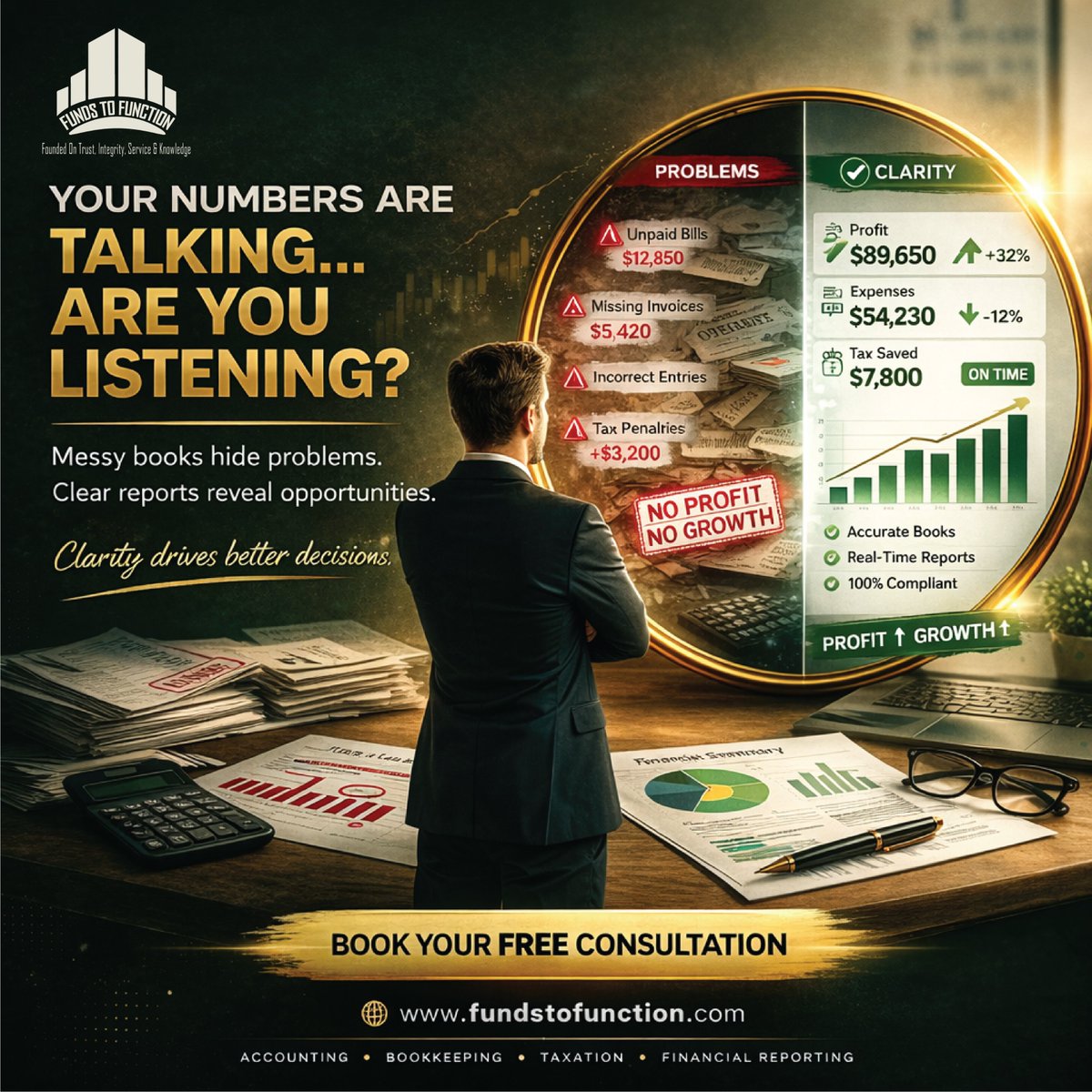 fundstofunction's tweet photo. Your numbers are talking… are you listening?

Messy books hide unpaid bills, missed invoices &amp; hidden penalties, and that’s where businesses lose money.

📩 Book FREE 👉 https://t.co/K5y7y6Ufby
🌐 https://t.co/1auOqmwXKh

#FundsToFunction #FinancialClarity #SmartAccounting https://t.co/2ZqM55Inhw