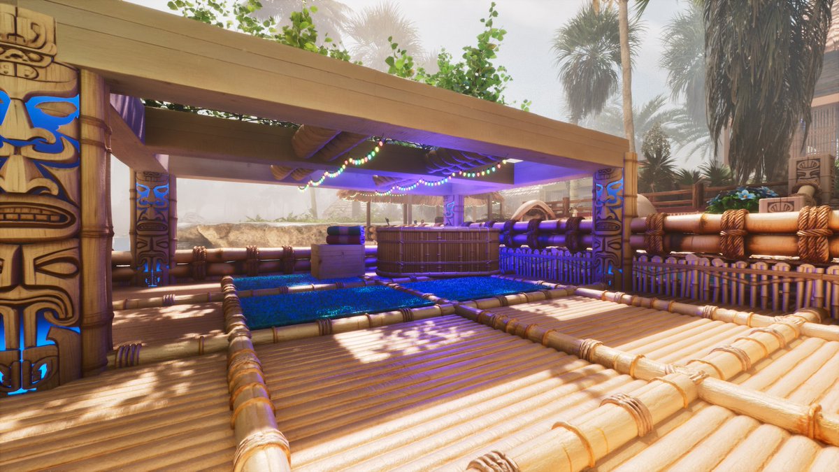 Sparkly_Jawa's tweet photo. Thank you to @ElementalLegion for great mods! Tiki Life base with some Holiday Haven props! 

#ARKSurvivalAscended https://t.co/H4usKAAIjs