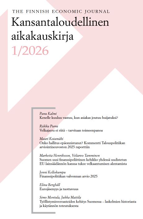 JuhaTarkka's tweet photo. "Vaikuttajat lukevat Kansantaloudellista Aikakauskirjaa!" Aikakauskirjan uusi numero 1/2026 on nyt ilmestynyt. Kirjoituksia mm. Suomen finanssipolitiikasta sekä maahanmuuton kustannuksista ja kannattavuudesta. Lue lehti tästä: https://t.co/vRR3BOGzQF https://t.co/S497ZPDgld
