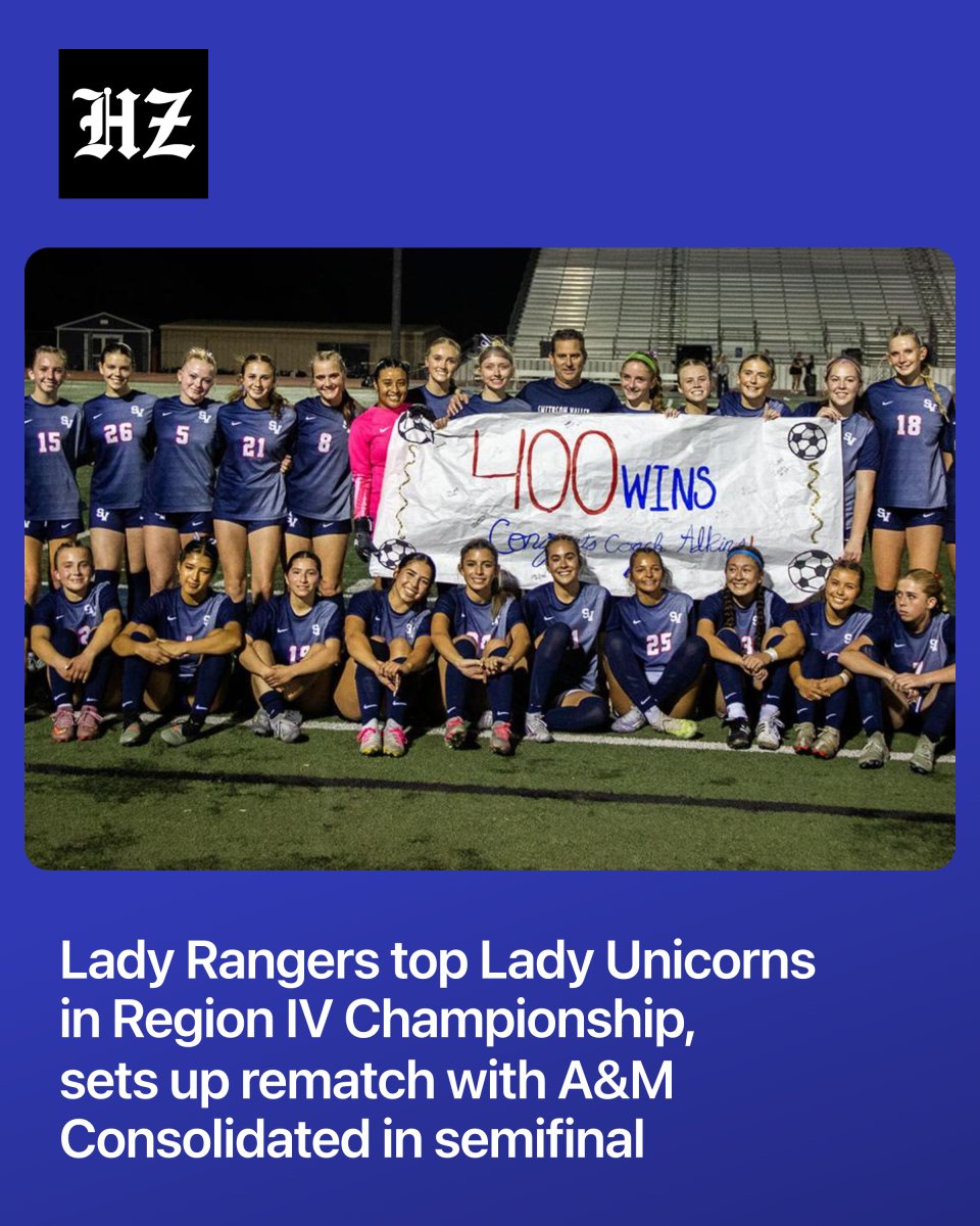 NewBraunfelsHZ's tweet photo. Smithson Valley High School Lady Rangers (27-0) claimed the Class 5A, Region IV soccer title for second straight year with a 4-1 over the New Braunfels High School Lady Unicorns on Tuesday in a gritty, physical contest at Ranger Stadium. https://t.co/Tz24xSOn4u