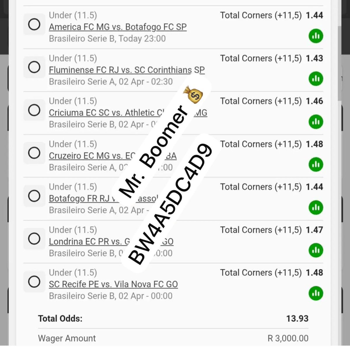 mrbetwayboomer's tweet photo. Under 12 corners full time. 14 odds🤑🔥

Kickoff at 11pm 👉 BW4A5DC4D9 https://t.co/eScLAZLsvj
