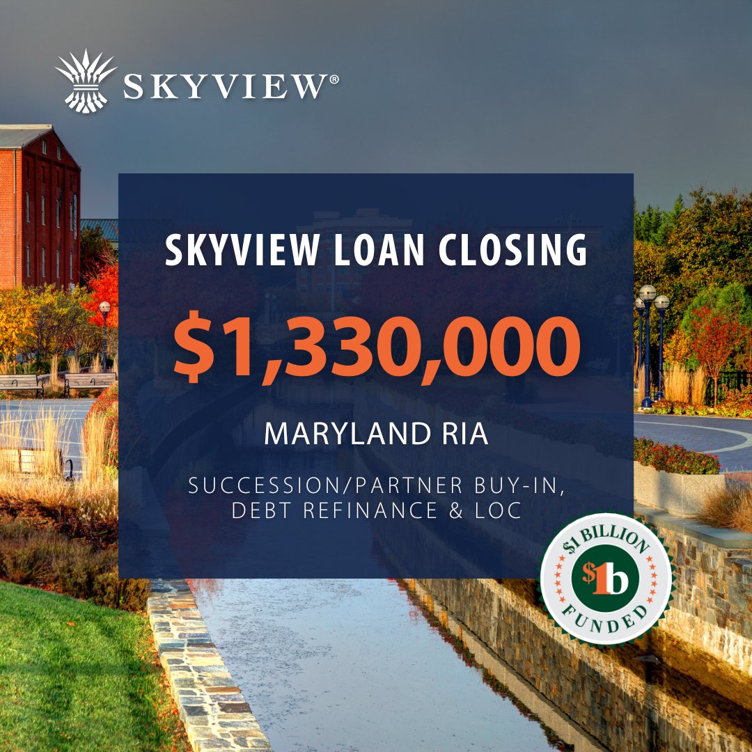 SkyViewPartners's tweet photo. It's been an active week for SkyView borrowers! 

A Maryland RIA secured financing to support multiple objectives, including a partner buy-in, debt refi, and a line of credit.

Does your practice have multiple financing needs? Let’s structure a solution. https://t.co/ZHZTa0dcNy https://t.co/JTesZgHszY