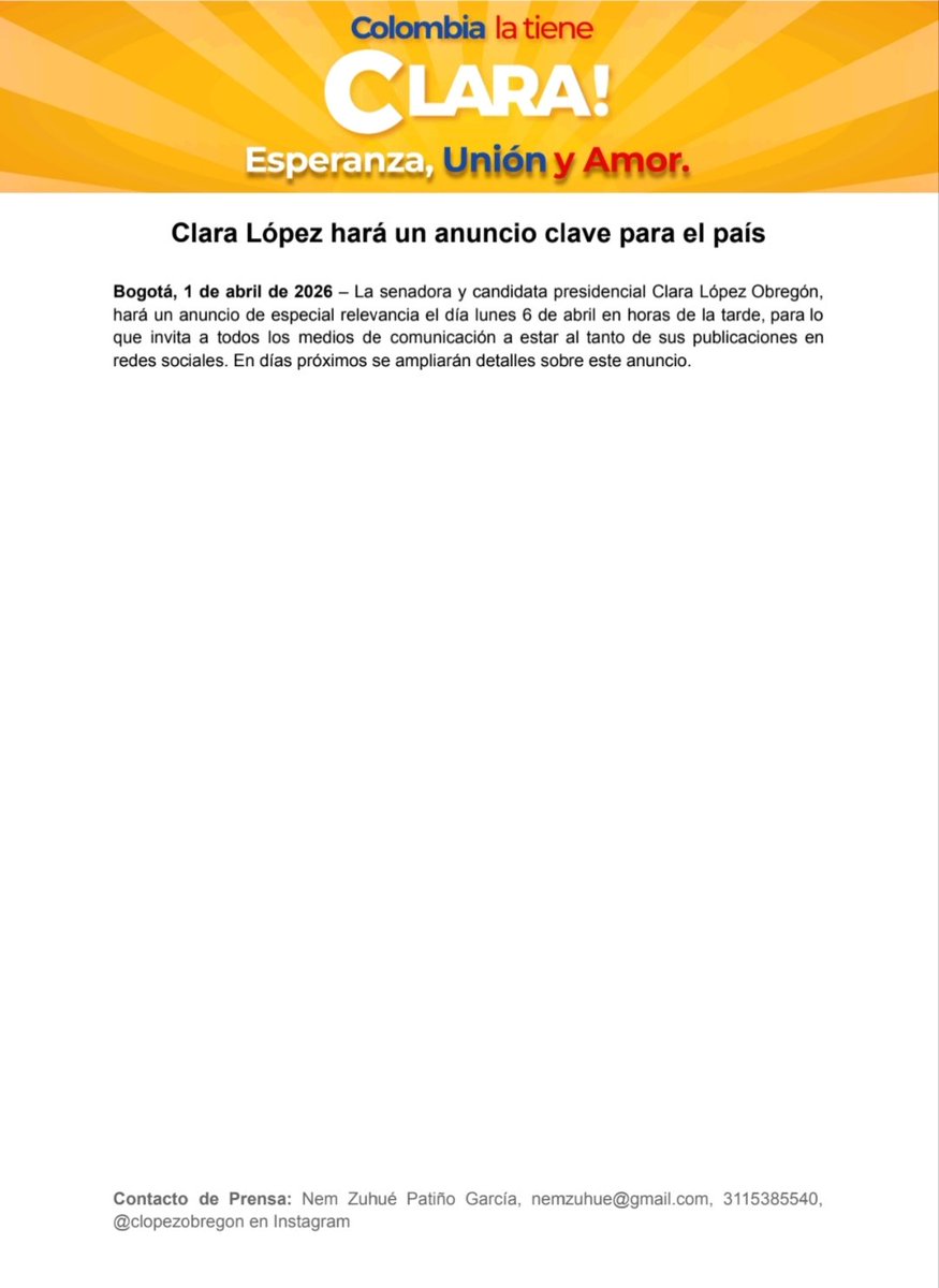 Clara López Obregón tweet media