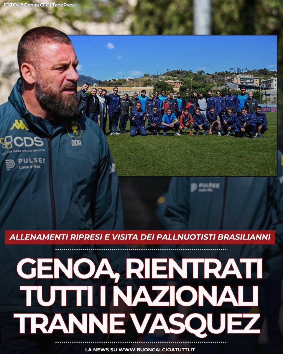 buoncalcio's tweet photo. ππ΄π΅ πππ πππππ | Ripresa direzione Juventus: basta pause fino a Pasquetta. Rientrati tutti i nazionali tranne Vasquez
π Leggi la notizia su https://t.co/OphIlQlKz5
β‘οΈ #JuventusGenoa #DDR #DeRossi #SerieA #GenoaPrimavera https://t.co/C5a5MWQ5iS