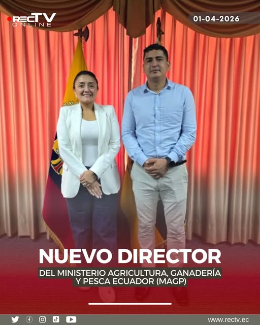 RecTVonline's tweet photo. #RecTv | Este miércoles 01 de abril, se posesionó a Geovany Palta Viñán, como el nuevo Director del Ministerio Agricultura, Ganadería y Pesca Ecuador (MAGP).

Palta es oriundo del cantón #Nangaritza e Ingeniero Agropecuario y Magíster en Agronegocios Sostenibles. #RecTvNoticias https://t.co/1vHQuGI7SA