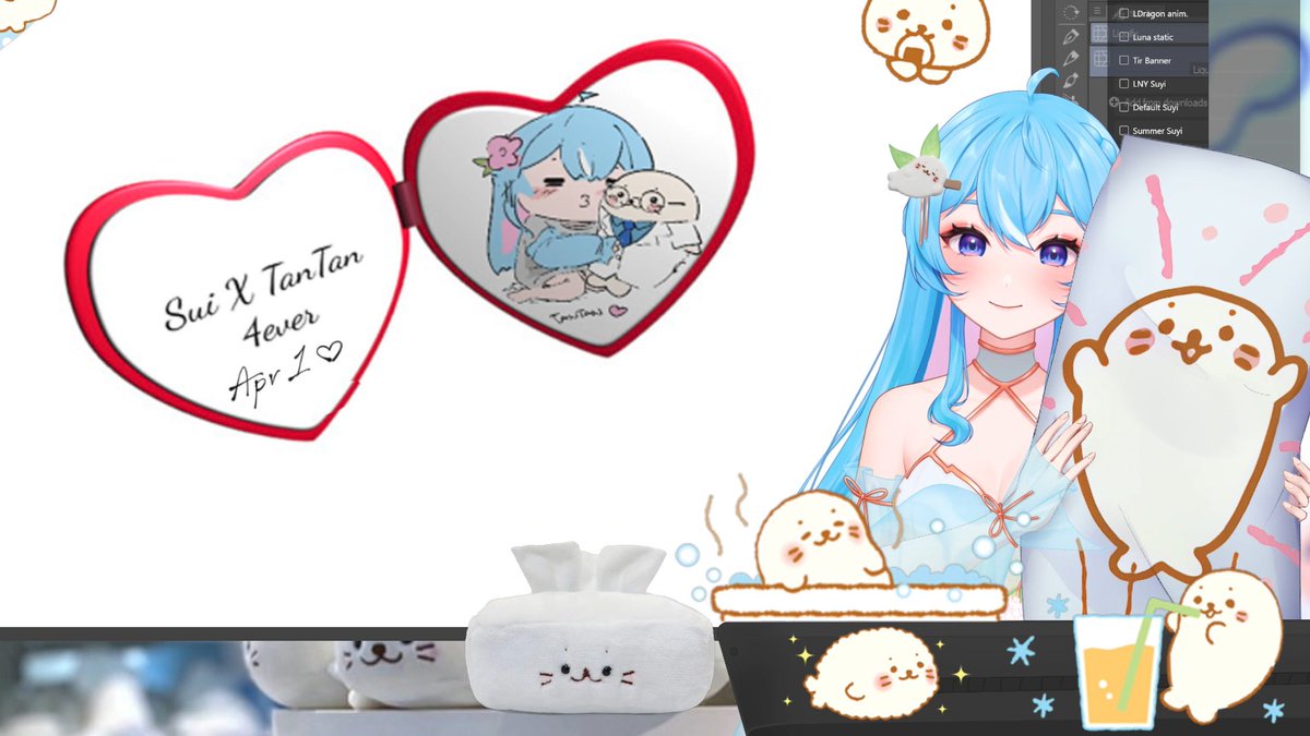 Dear my greatest love TanTan 🩵🦭

People said we moved too fast...
but when you know, you know.
Through thick (blubber) and thin, you've always been by my side.

Cheers to forever 🎉💝

Happy anniversary.
- your seal-mate, Sui 
♡ °｡⋆ (ृ ´͈ ᵕ `͈ ृ )
Sui x Sirotan || April 01,