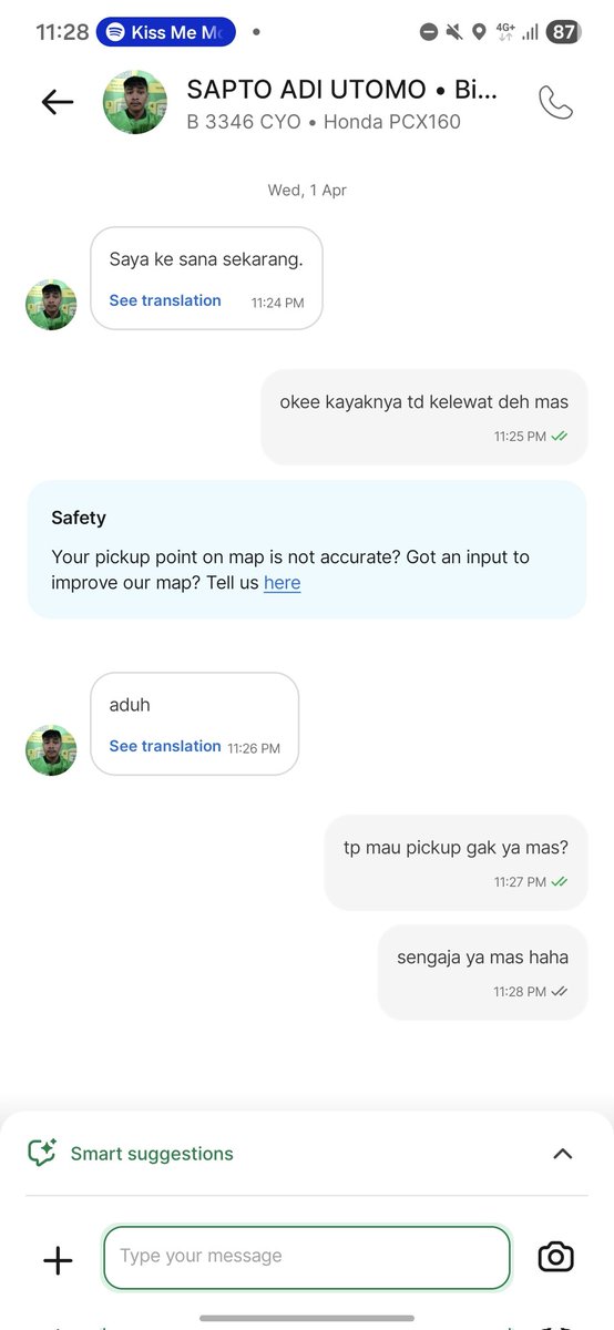 mouwit's tweet photo. selama ini cukup byk yaa oknum ojol yang gajelas, sekarang gw kena juga dan KOCAKnya nih ojol lewat depan muka gue tapi ga berhenti malah jalan trus sampe yg awalnya cm semenit jadi menjauh 6 menit???

kalau emg niatnya gamau pickup kenapa ga blg dari awal ajasih? @GrabID https://t.co/api4uTomN3