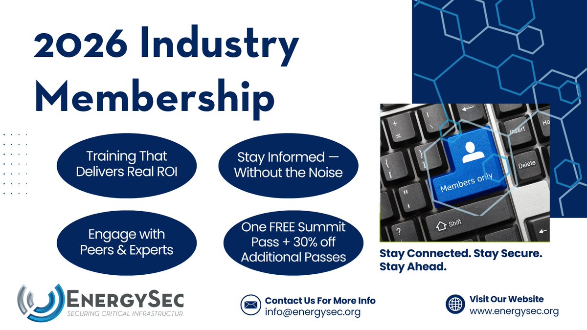 Attention all 𝙘𝙪𝙧𝙧𝙚𝙣𝙩 𝙀𝙣𝙚𝙧𝙜𝙮𝙎𝙚𝙘 𝙈𝙚𝙢𝙗𝙚𝙧𝙨👇

Don’t miss your opportunity to take advantage of your 𝙁𝙍𝙀𝙀 𝙈𝙚𝙢𝙗𝙚𝙧 𝙋𝙖𝙨𝙨 to the 21st EnergySec Security &amp; Compliance Summit, August 17–19, 2026 — bringing together leaders in security, compliance, and