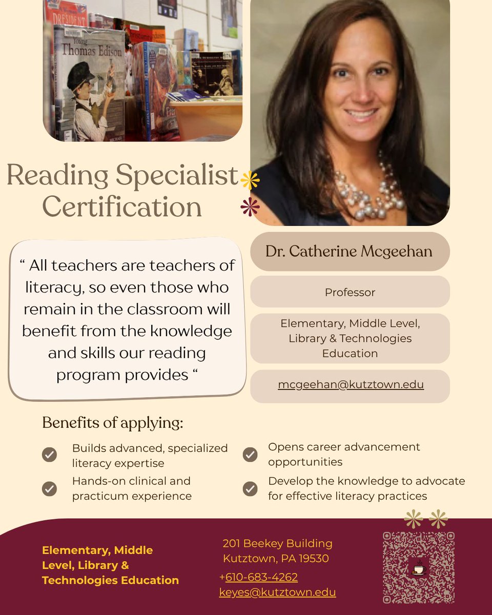 LiteracyKU's tweet photo. All teachers are teachers of literacy 📚
Take your impact further with a Reading Specialist Certification from Kutztown University , build advanced skills, gain hands-on experience, and support every learner.

Learn more: https://t.co/Dn0mteRYmx https://t.co/MNDWZ4P251