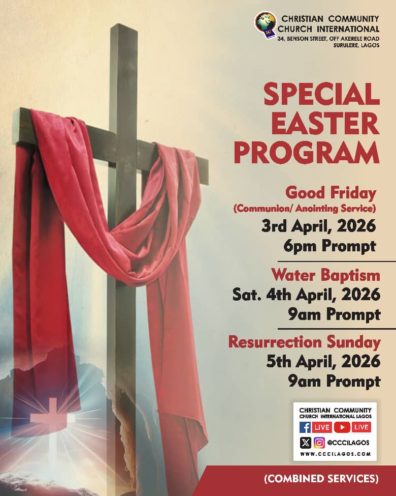 CCCILagos's tweet photo. He paid the price. He conquered the grave. Now we celebrate the victory. ✝️

Join us for a powerful Easter experience filled with worship, reflection, and renewal at #CCCILagos. https://t.co/farPAGPvEm