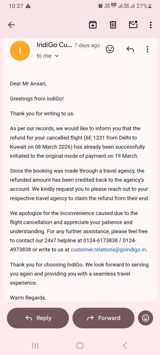 firoz80041's tweet photo. @makemytripcare ​ @MakeMyTripCare, why is my refund still pending?
​@IndiGo6E confirmed that the refund for Flight 6E 1231 was credited to your account on March 19. Stop holding my money!
​Booking ID: AN72AIAGH5431437595
PNR: XZVITR https://t.co/014AnIXMXY
