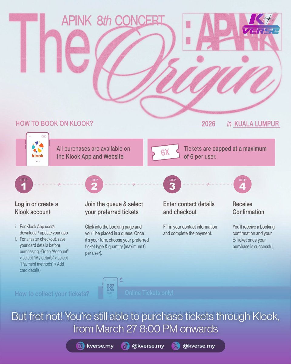 kverseMY's tweet photo. APINK in Kuala Lumpur tickets are officially SOLD OUT on Maiseat 💗🔥

Haven't bought yours? 👀
✨ Buy it now via https://t.co/8jo0kud35N

Buy it fast before it's sold out ⏰💨

#Apink #ApinkKL #KpopMY #ConcertKL #KVerseMY #PANDA #에이핑크 #TheOrigin_APINK #APINKINKL #MAISEAT #Klook #Everbeat #TrexStudio