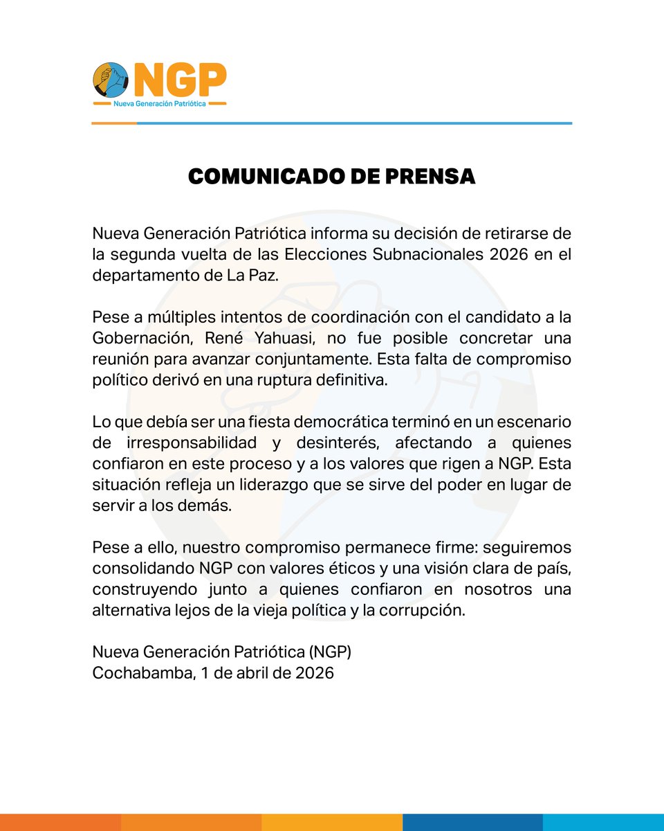 NGP_Bol's tweet photo. #COMUNICADO https://t.co/qBfEXJD7Ri