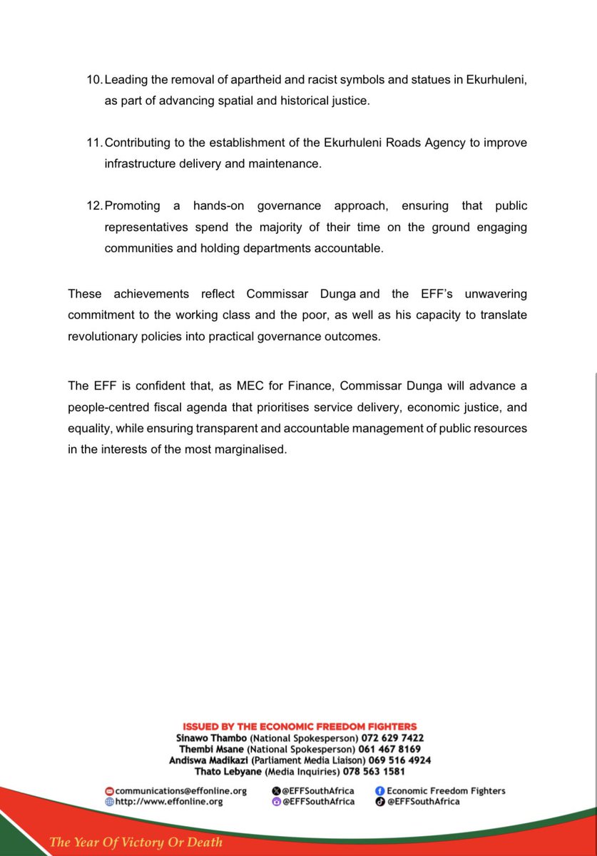 Economic Freedom Fighters tweet media