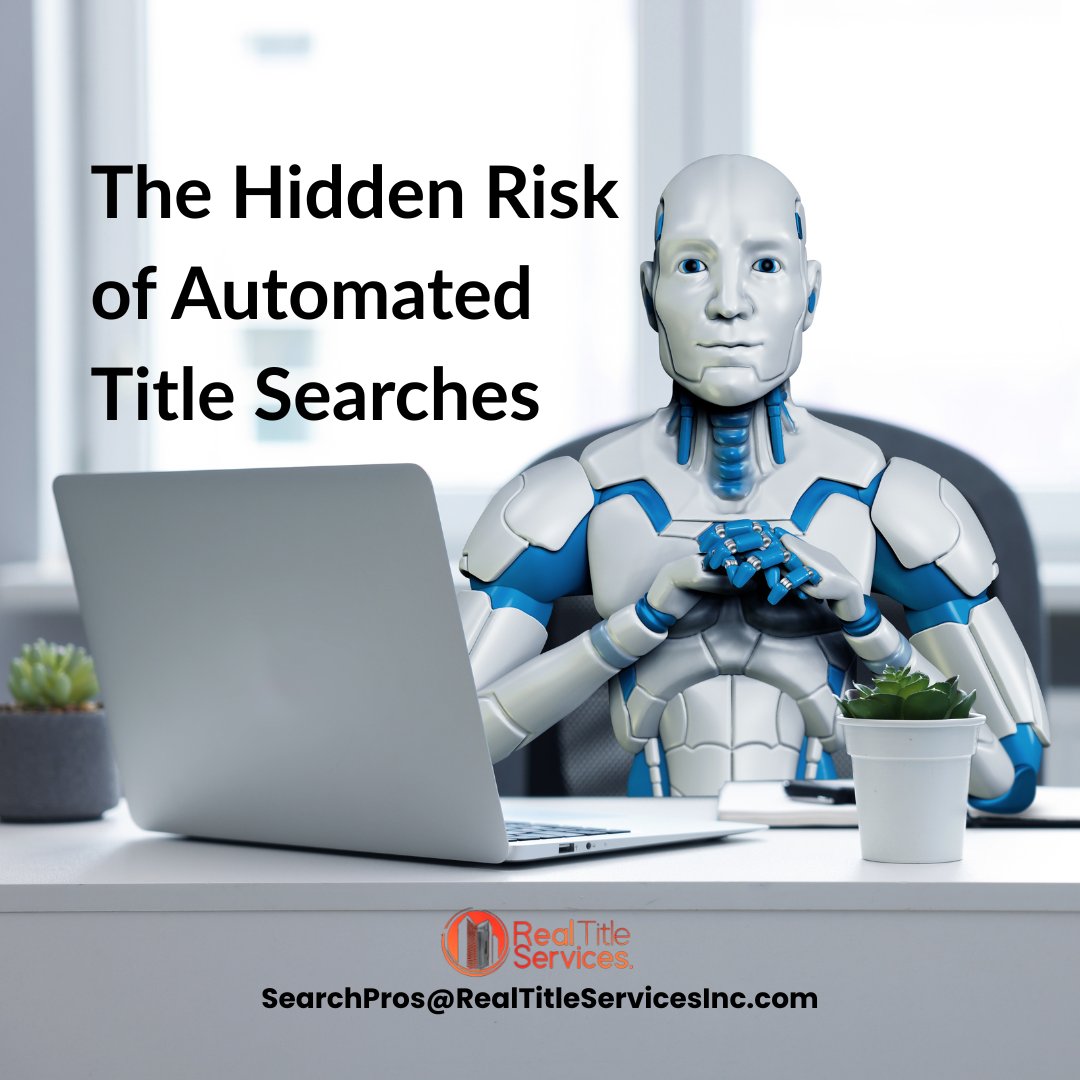 RealTitleServ's tweet photo. Fast searches are useful, but are they complete?
Some critical property records exist in archived filings or #misindexeddocuments that #automatedsystems may miss.
Real Title Services helps verify the full #propertyrecord history.
SearchPros@RealTitleServicesInc.com
#TitleSearch https://t.co/m4pArIffHJ