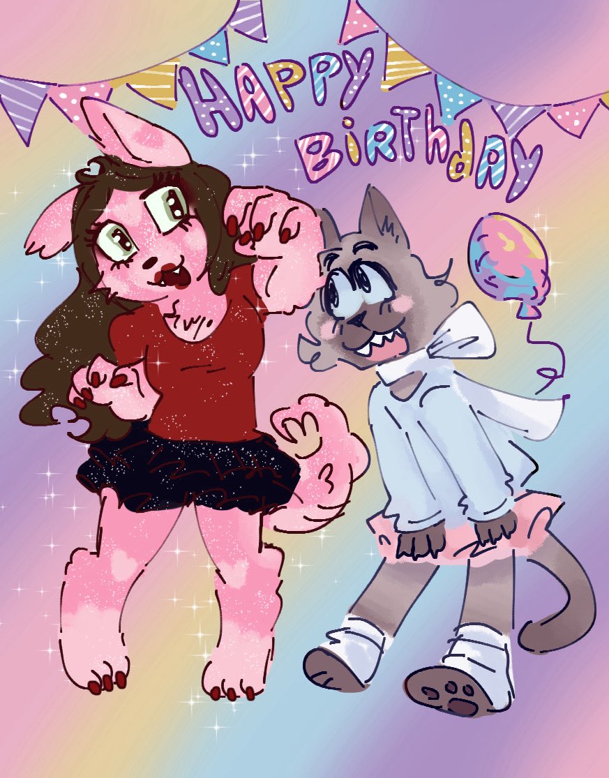 bwunett's tweet image. Furry party 🩷 #fursona #cutecore #crayons #softcore #nostalgia credits to Neapolitan Magdalene for their art and fursona