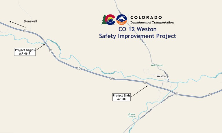 ColoradoDOT's tweet photo. #CDOT #News: Safety improvements to begin on #CO12 near Weston. Motorists should plan for up to 15-minute delays.
📰https://t.co/uC5LpDRxjO
#KnowBeforeYouGo #SlowfortheConeZone https://t.co/dwiZ5p9kLW