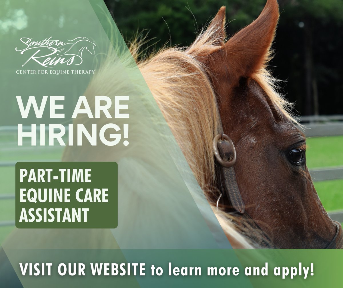 WE ARE HIRING! 🐴
Southern Reins is seeking a compassionate, dependable Equine Care Assistant to help care for our therapy horses. Must have horse experience and commit to 2 early mornings/week.
Apply: forms.gle/WjrszKZ2YWM9LE…
Send resume: sara.zurenko@southernreins.org