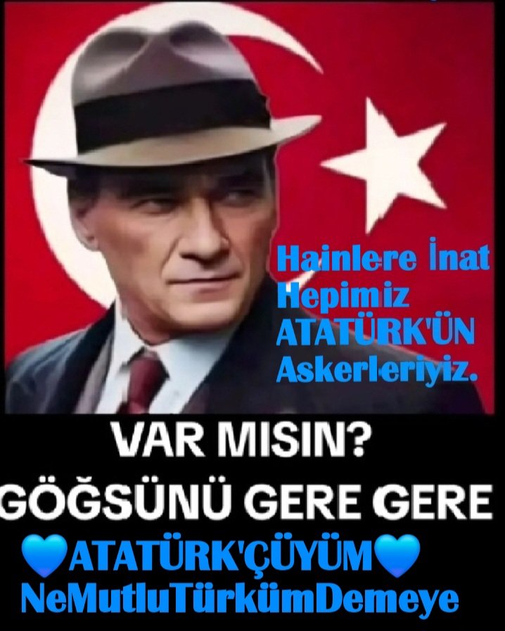 🌹İZMİR'DEN🌹Selam olsun🙋‍♀️
💙ATATÜRK'ÇÜ💙Yoldaşlara💐
"Umutsuz Durumlar yoktur
Umutsuz İnsanlar vardır.
Ben hiç bir Zaman UMUDUMU
Yitirmedim🫶
💙#MustafaKemalATATÜRK💙"
#KorkmuyoruzSusmuyoruz
🇹🇷VATAN🇹🇷BİZİMDİR. #Nokta
Gururla Söylüyorum
💙ATATÜRK'ÇÜYÜM💙
🇹🇷#NeMutluTürkümDiyene🇹🇷