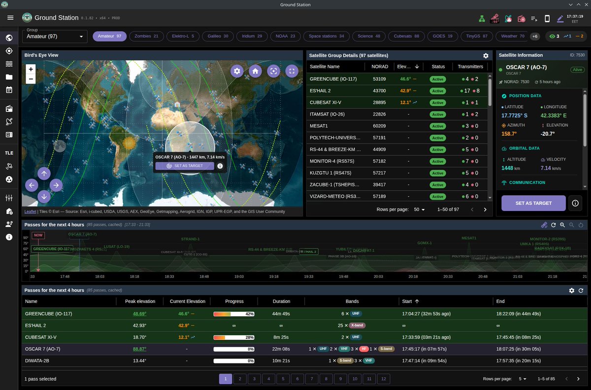 hacktoria's tweet photo. Ground Station is a full-featured, open-source software solution for satellite tracking and radio communication. Designed for amateur radio operators, satellite enthusiasts, and researchers. #OSINT

https://t.co/CVRnSifOtF https://t.co/Q1WVksokbR