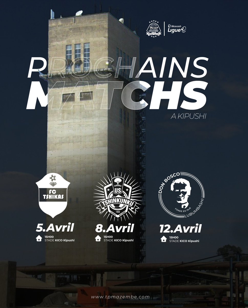 TPMazembe's tweet image. #Ligue1 📒📅
Dernière ligne droite avant les Play-Offs ! 🏁
​Le mois d'avril sera décisif pour nos #Corbeaux. 3 rendez-vous cruciaux nous attendent à #Kipushi, à seulement 30 km de Lubumbashi. Objectif : valider notre domination et finir en beauté cette phase de groupes
 🖤🤍🦅🔥