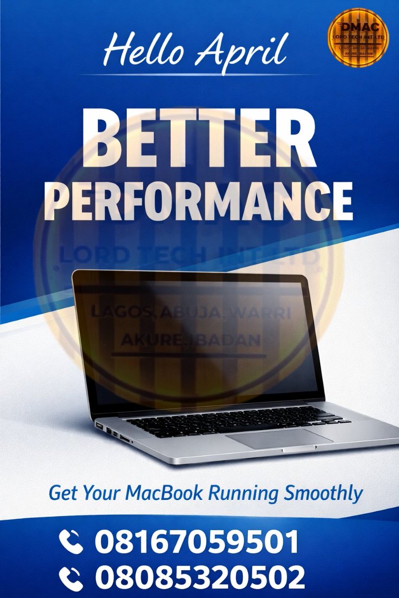 D_mac_lord's tweet image. Your MacBook shouldn’t be slowing you down this month.
Every lag.
Every restart.
Every delay.
That’s lost time.
And most times, it’s not even a major issue —
just something not properly diagnosed.
Fix the root cause.
📞 08167059501
📞 08085320502
#MacBookRepair #TechNigeria