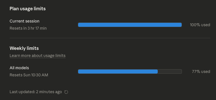 NomadicGambit's tweet photo. What is going on with the limits on Claude!?
Hitting limits constantly and soon the weekly is gone. https://t.co/97QSETOVDl