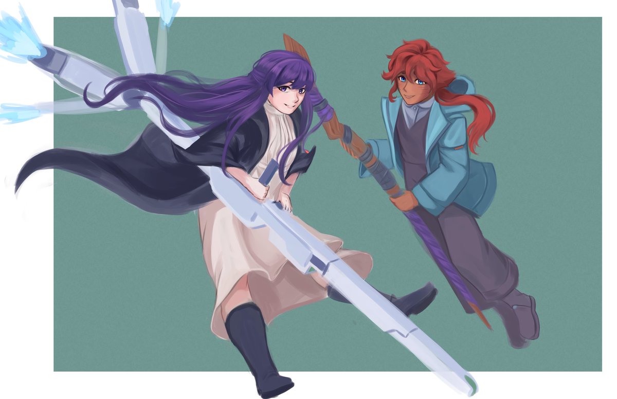 chanellmann's tweet photo. like ancestor, like descendant. Fern's soul lives in Suletta.

art by @SkyChord_Art who's got lovely art of them both https://t.co/bQVtX2VgbO
