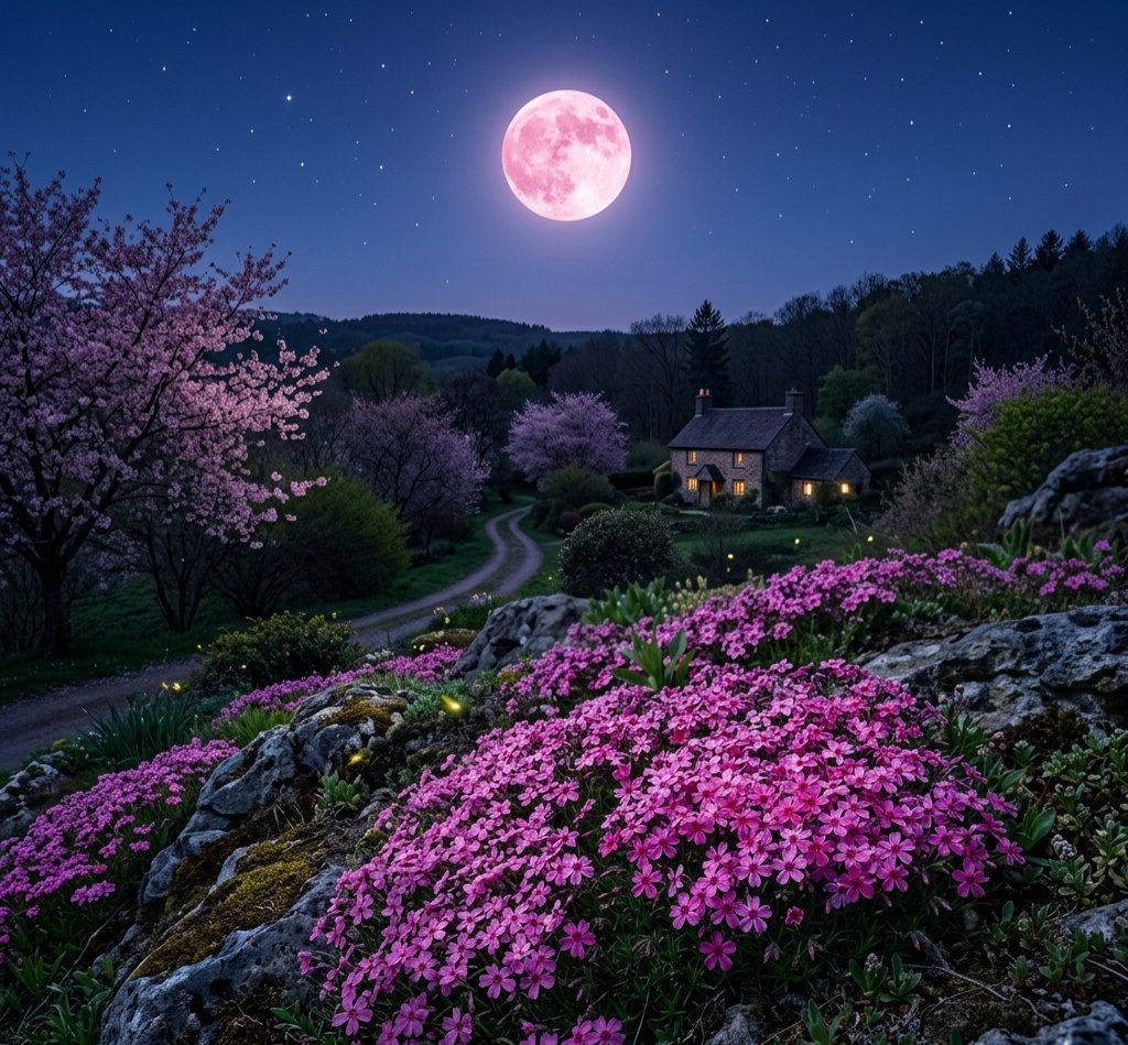 BelinakiD's tweet image. “The moon, like a flower in heaven’s high bower,
With silent delight sits and smiles on the night.”

—William Blake

#April #pink #FullMoon