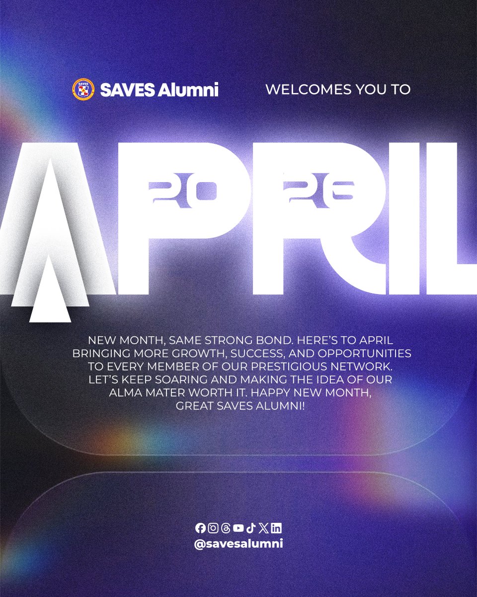 savesalumni's tweet photo. 🫂 Welcome to APRIL!

Tag a fellow ex-student below and wish them a successful month and pray for the PEACE of Jos (and by extension Nigeria) today! 🕊️

🖼️ https://t.co/oXEZzJ1SB9

✍🏽 SAVES Alumni https://t.co/7AzPpiuRPA