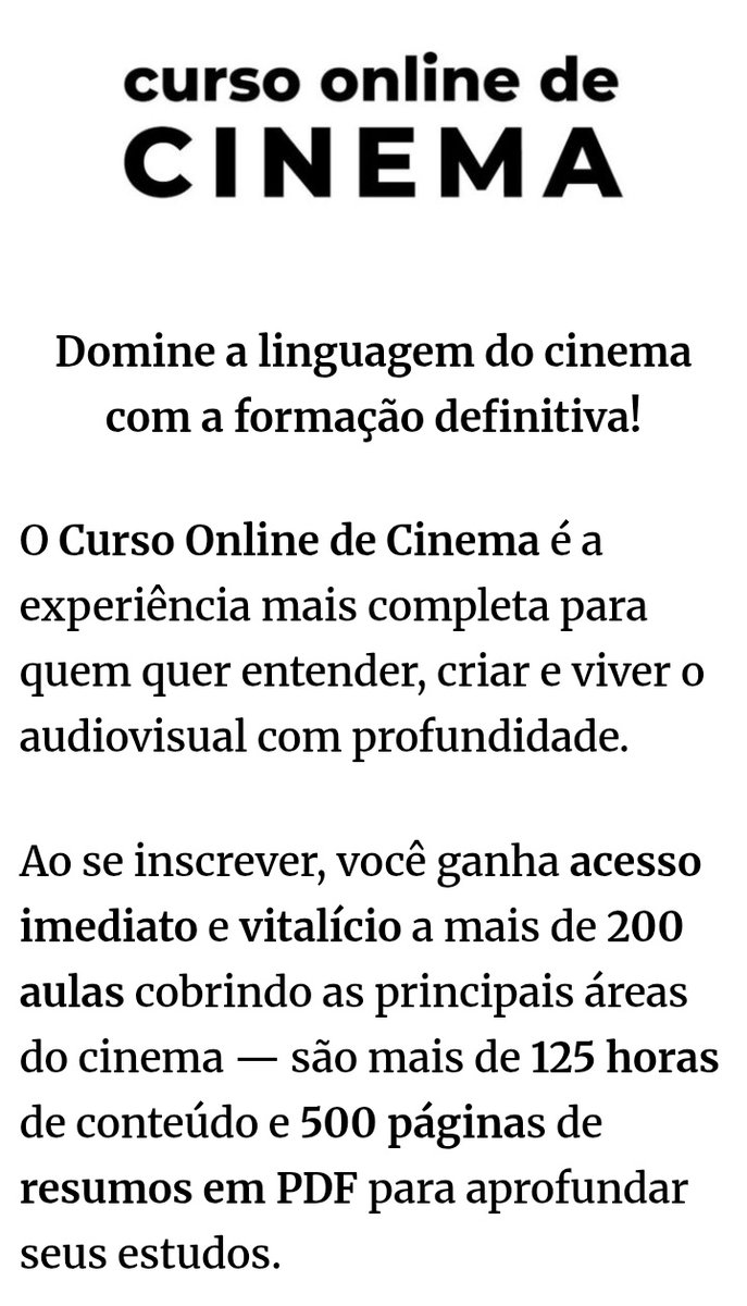 cinemafrances's tweet photo. Curso Online de Cinema por Arthur Tuoto: 213 videoaulas e 13 módulos.

https://t.co/HeczhuJwwU https://t.co/7YO0Je6DWY
