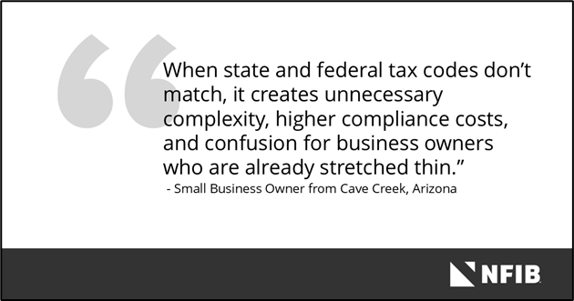 Compliance costs hit small businesses harder than anyone else. Tax conformity reduces red tape and protects local employers. ow.ly/v4B450YpPtN