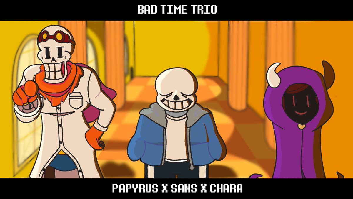 lobream_'s tweet photo. Totally normal Bad Time Trio, nothing to see there 

#undertale #undertaleau #inverted_fate #modtale https://t.co/sx15jUctZE